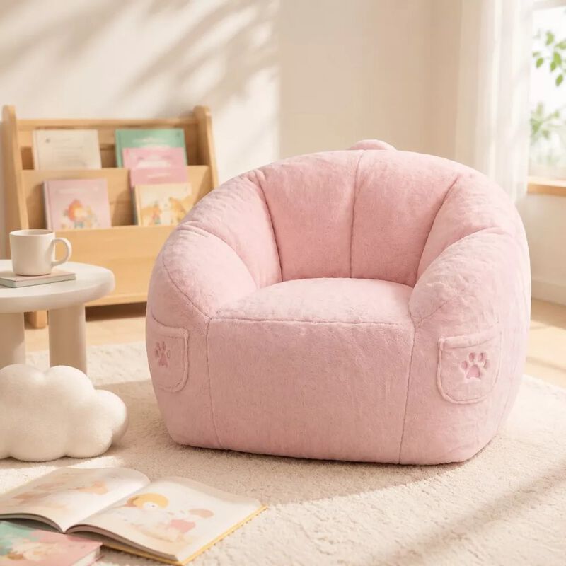 Vipbear Bean Bag Chair for Adults,Faux Fur Memory Foam Bean Bag Couch Sofa High Back, Reading Chair image number 8