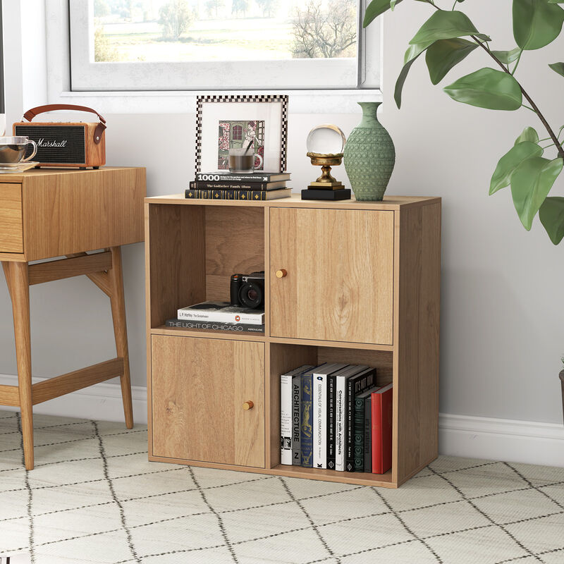 Freestanding 3-Tier Bookcase with 4 Cubes, 2 Doors & Anti-Tip Hardware image number 2