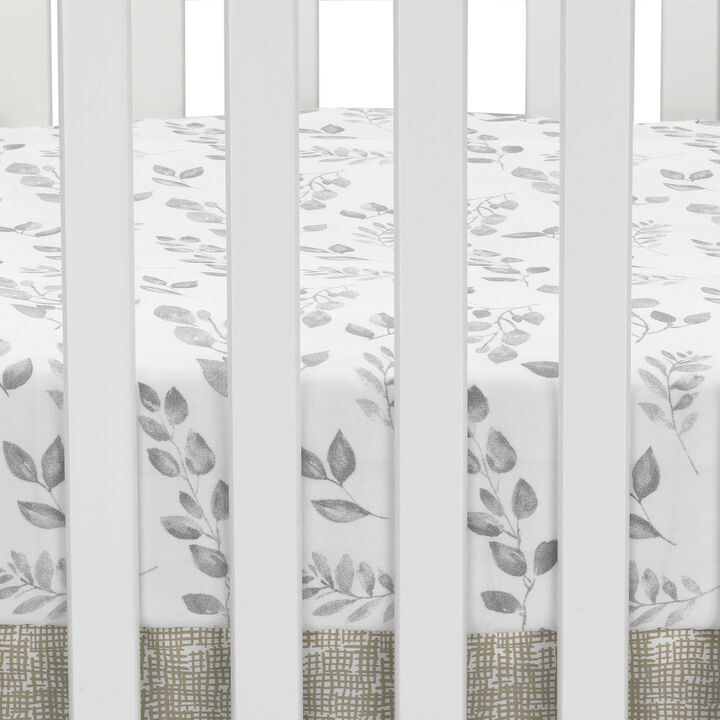 Lambs & Ivy Painted Forest Cotton Fitted Crib Sheet - Gray, White, Outdoors