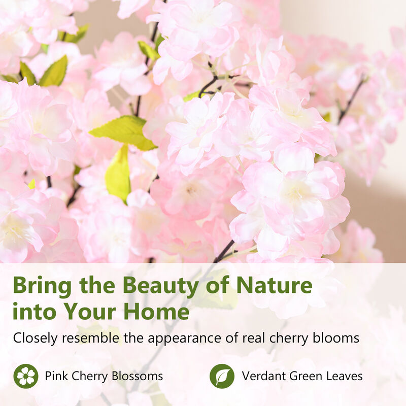 Set of 2 Tall Artificial Cherry Blossom Trees with Pink Blooming Flowers-Pink image number 4