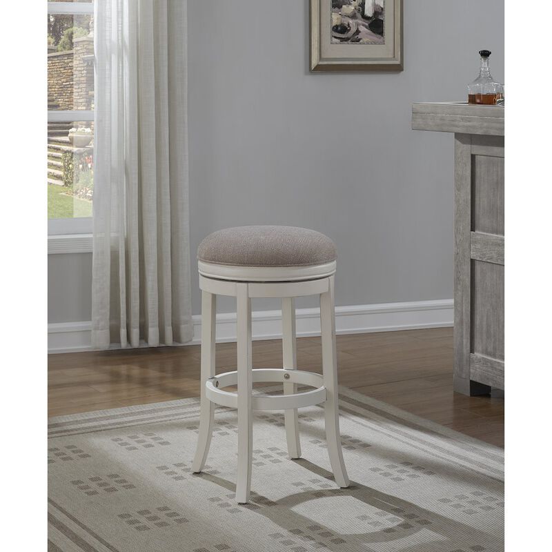 Aversa 30" Backless Swivel Stool - Distressed Antique White