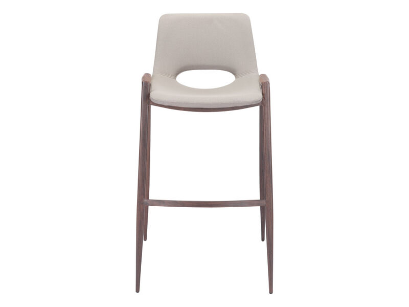 Desi Barstool (Set of 2) Beige & Walnut