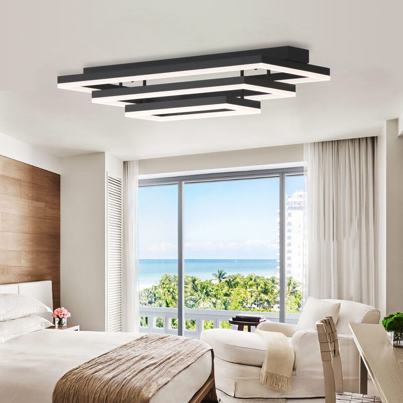 LED Flush Mount Light Rectangle Aluminum Ceiling Light Remote Dimming image number 2
