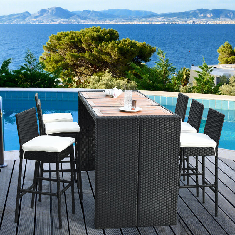 7 Pieces Patio Rattan Wicker Dining Furniture Set image number 4