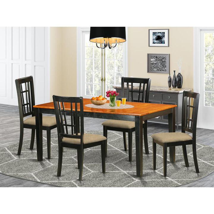 5 Pc Dining room set-Table with Leaf and 4 Dining Chairs