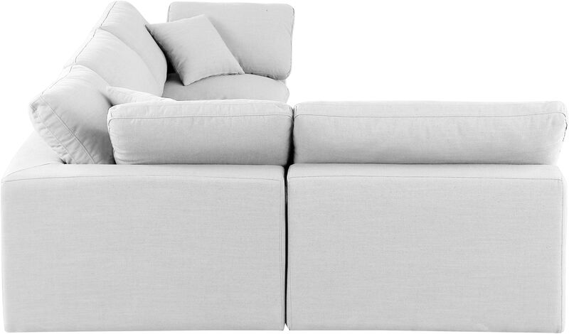 Meridian Furniture Comfy White Linen Textured Fabric Modular Sectional