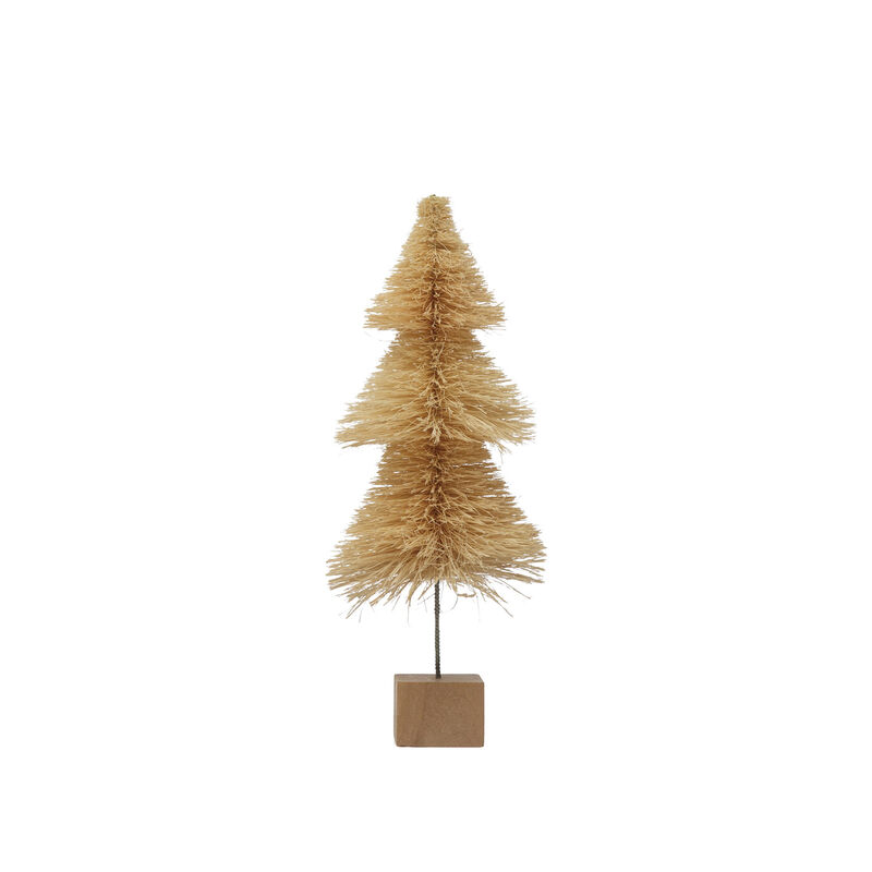 Sisal Bottle Brush Tree with Wood Base, Cream image number 0