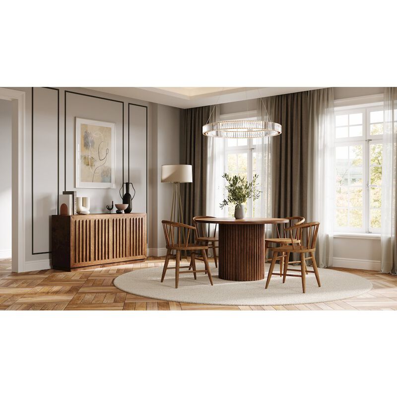 Jofran Auden 48 Round Mid-Century Modern Fluted Pedestal Base Dining Table