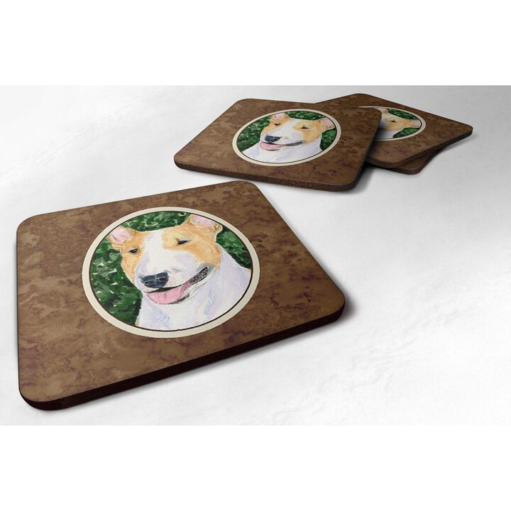 Caroline's Treasures SS8873FC Bull Terrier Foam Coasters (Set of 4), 3.5 H x 3.5 W, Multicolor