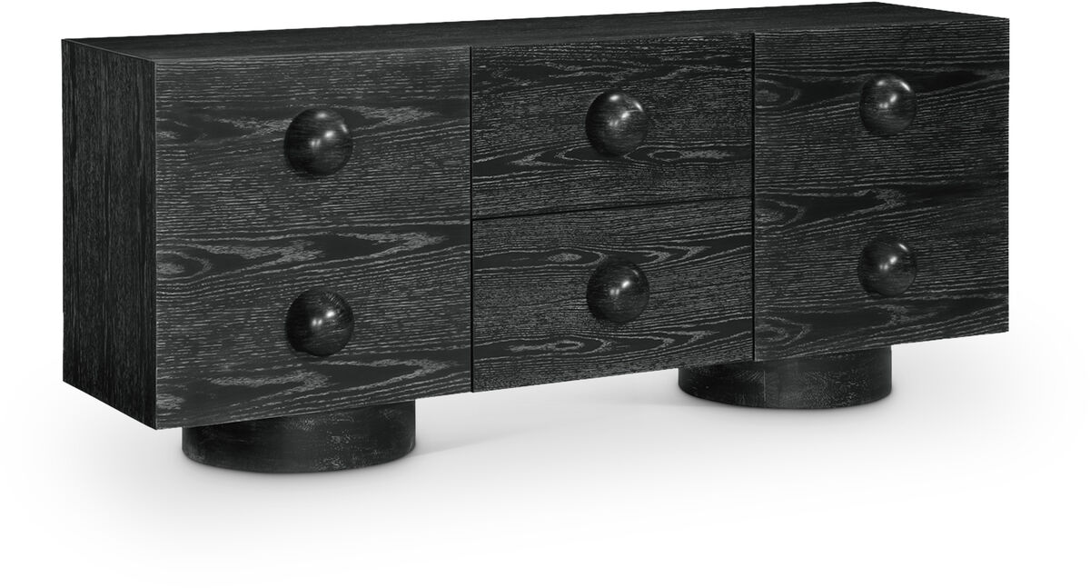 Meridian Furniture Bubble Black Rubberwood with Oak Veneer Sideboard/Buffet