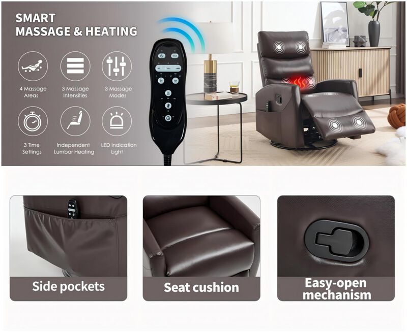 Pobeld Heat Massage Manual Recliner Chair image number 4
