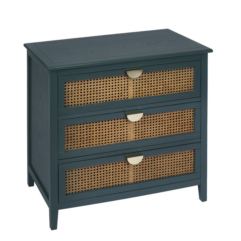 MONDAWE Natural Rattan 3 Drawer Cabinet ,American  Style Furniture Suitable for Bedroom, Living room, Study