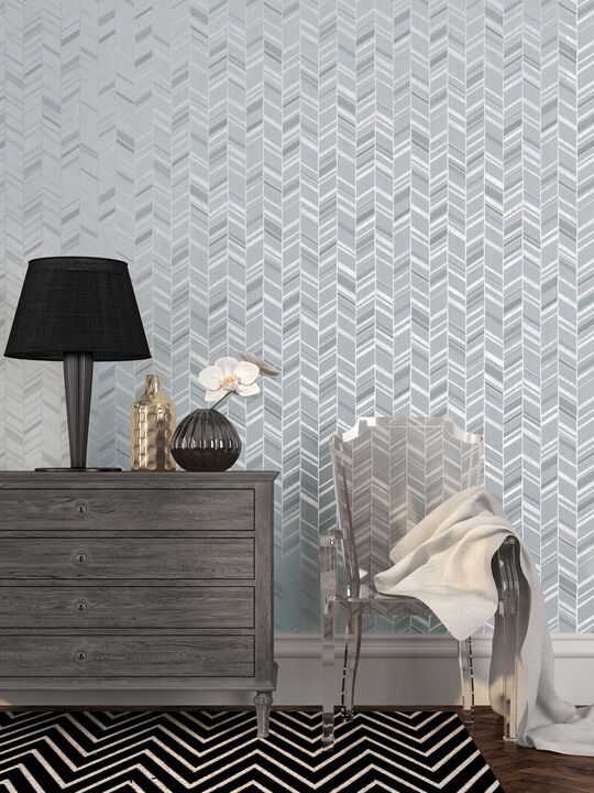 Special FX Glitter Chevrons Silver Grey Wallpaper G67717