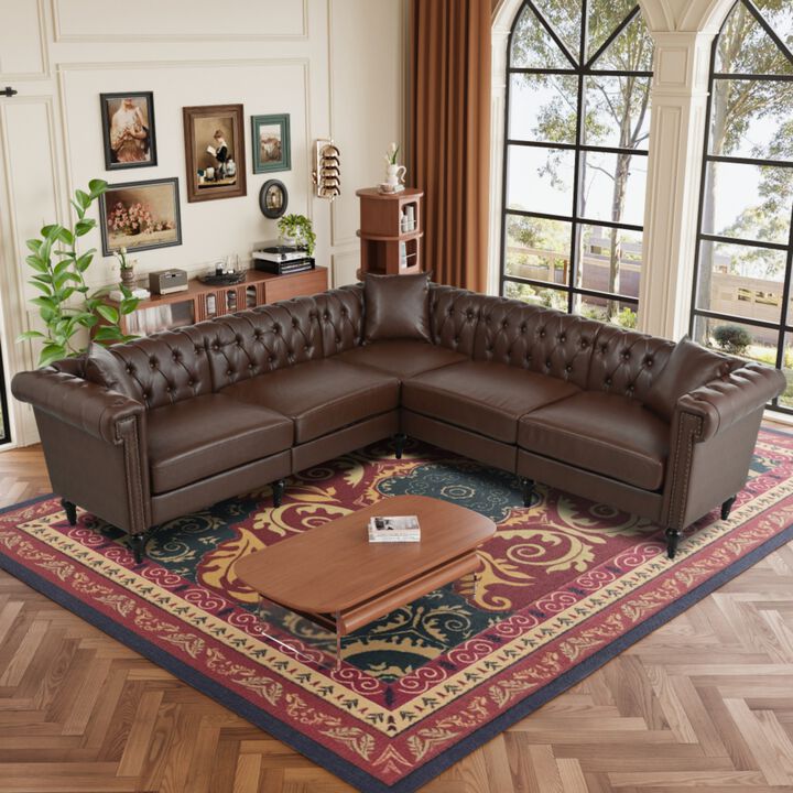 Zefwi Chesterfield L-Shaped Sectional Sofa
