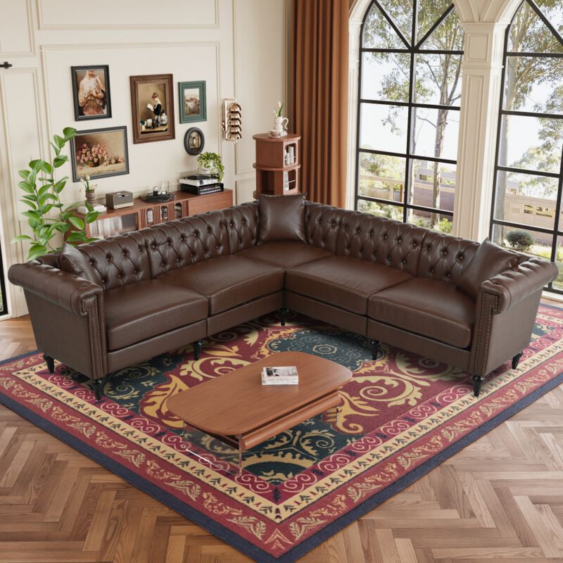 Zefwi Chesterfield L-Shaped Sectional Sofa image number 1