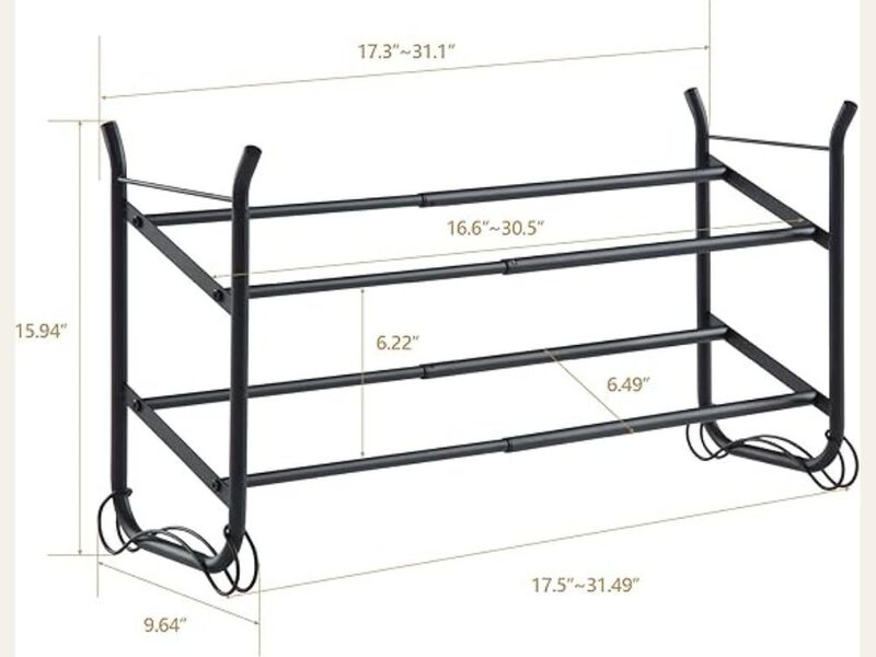 Entryway Metal Shoe Organizer 2 Tier Adjustable Shelves Closet Storage 5 Inch image number 2