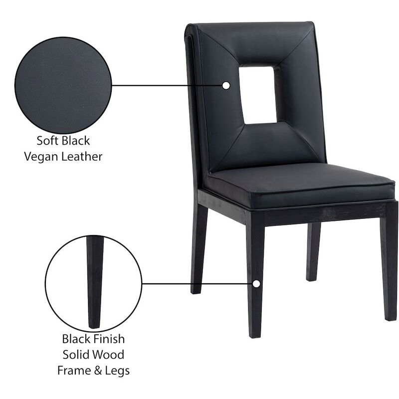 Meridian Furniture Gwendolyn Black Vegan Leather Dining Side Chair, Set of 2