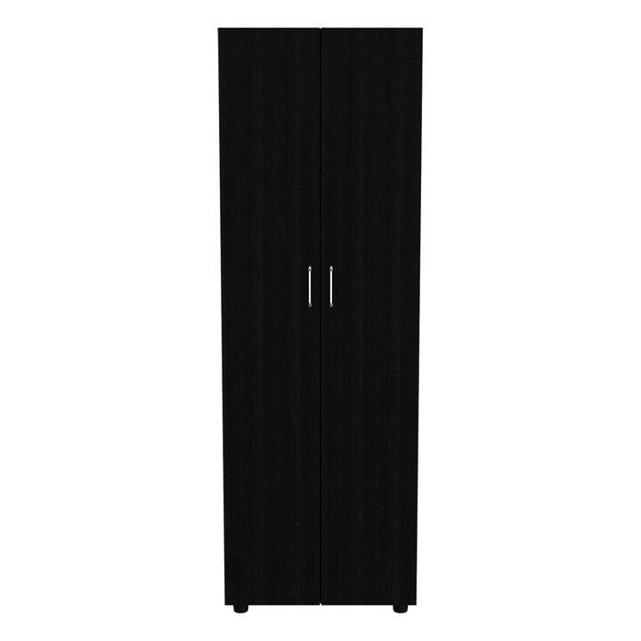 DEPOT E-SHOP London Armoire, Two Shelves, Rod, Double Door Cabinet Armoire, Black