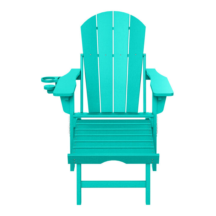 WestinTrends Folding Adjustable Adirondack Chair with Retractable Ottoman and Cup Holder