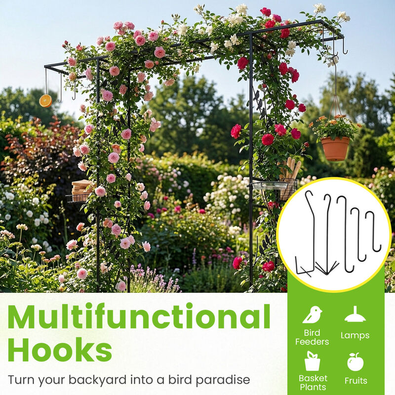 84 Inch Outdoor Bird Feeding Station with Garden Arbor and Water Bowl image number 4