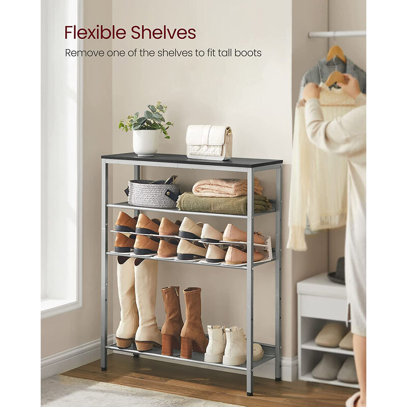 Shoe Organizer Rack with 5 Shelves and Extra Top Space &ndash; Tall Storage Unit for Footwear, Bags & Small Items