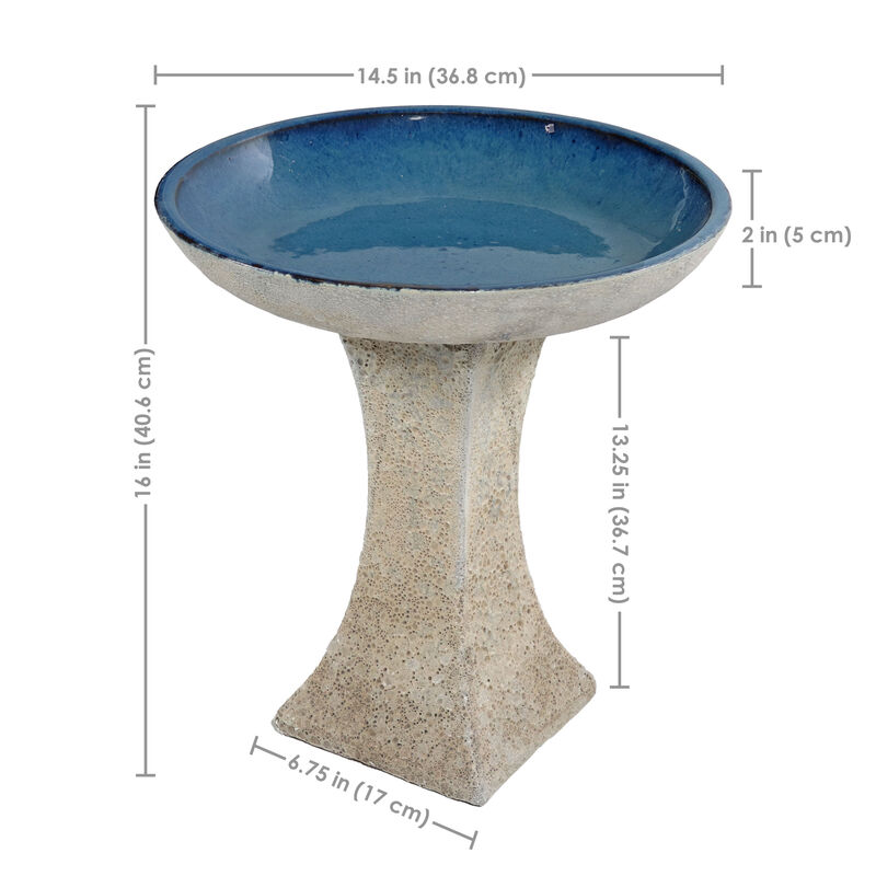 Sunnydaze Nantes Lava Finish Bird Bath - White Distressed Ceramic