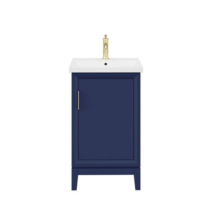 Elsa 20 In. Integrated Ceramic Sink Top Bath Vanity in Monarch Blue