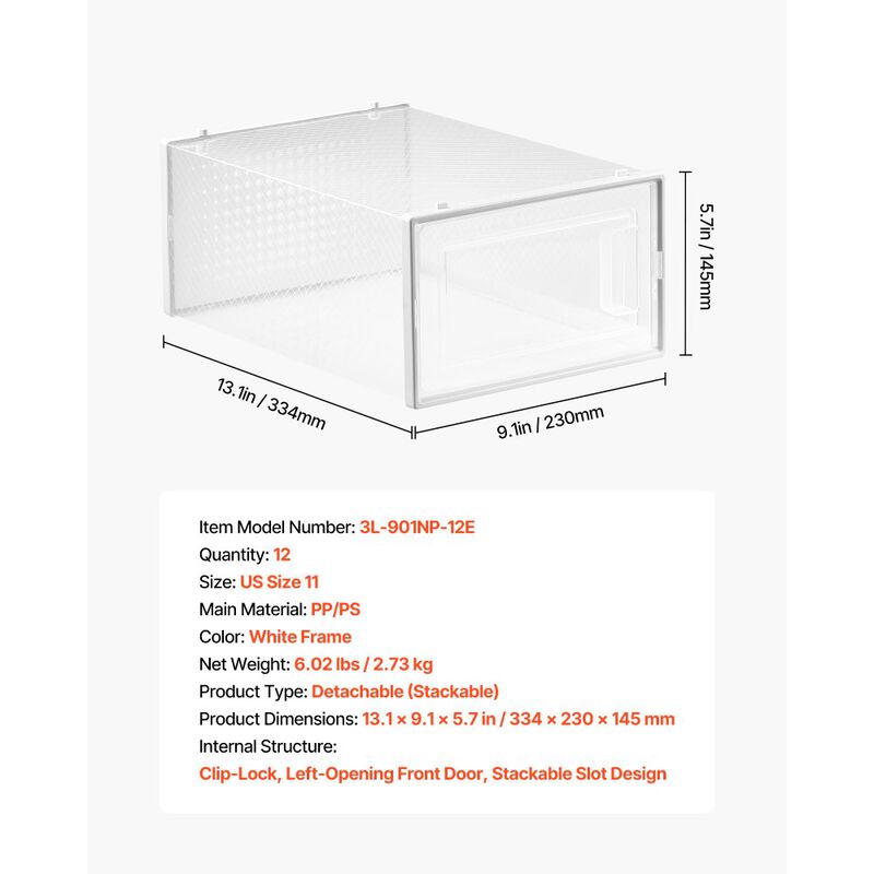 Shoe Storage Boxes 12-Pack &ndash; Stackable Organizers for Sneakers, Heels, Boots, Hats