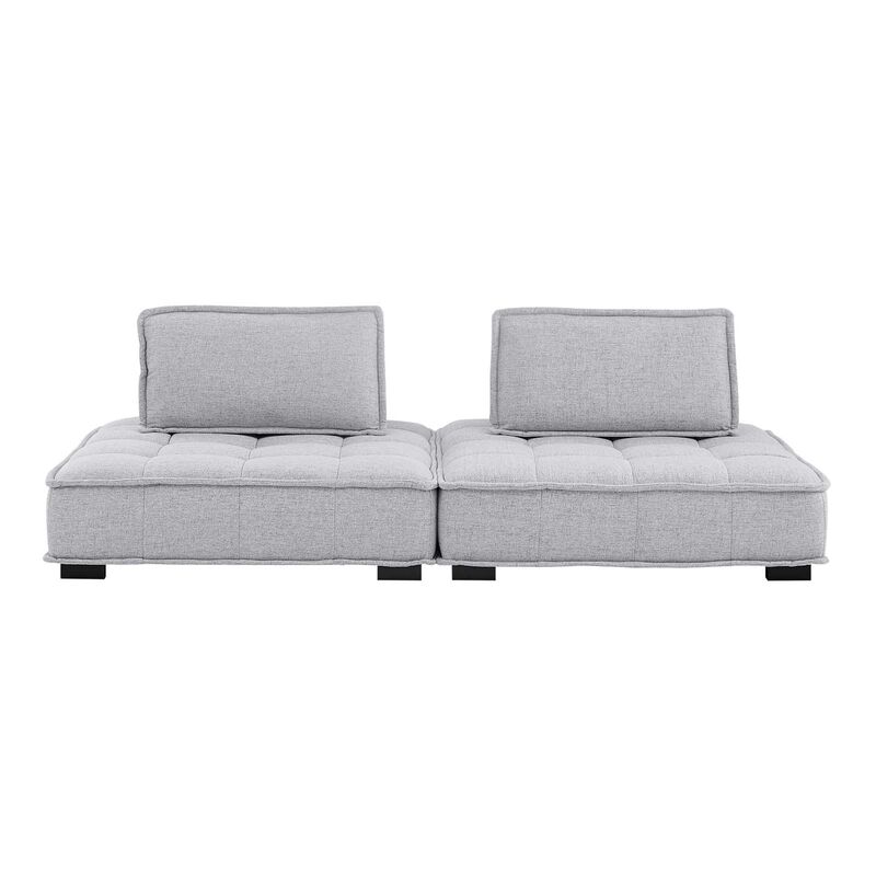 Saunter Tufted Fabric 2-Piece Loveseat Gray