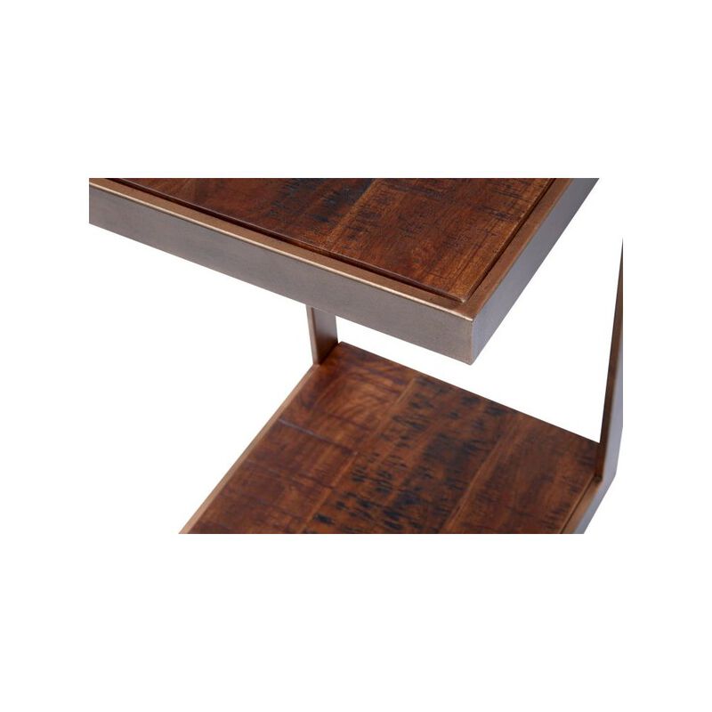 Jofran Global Archive Distressed Acacia and Stainless Steel C Table