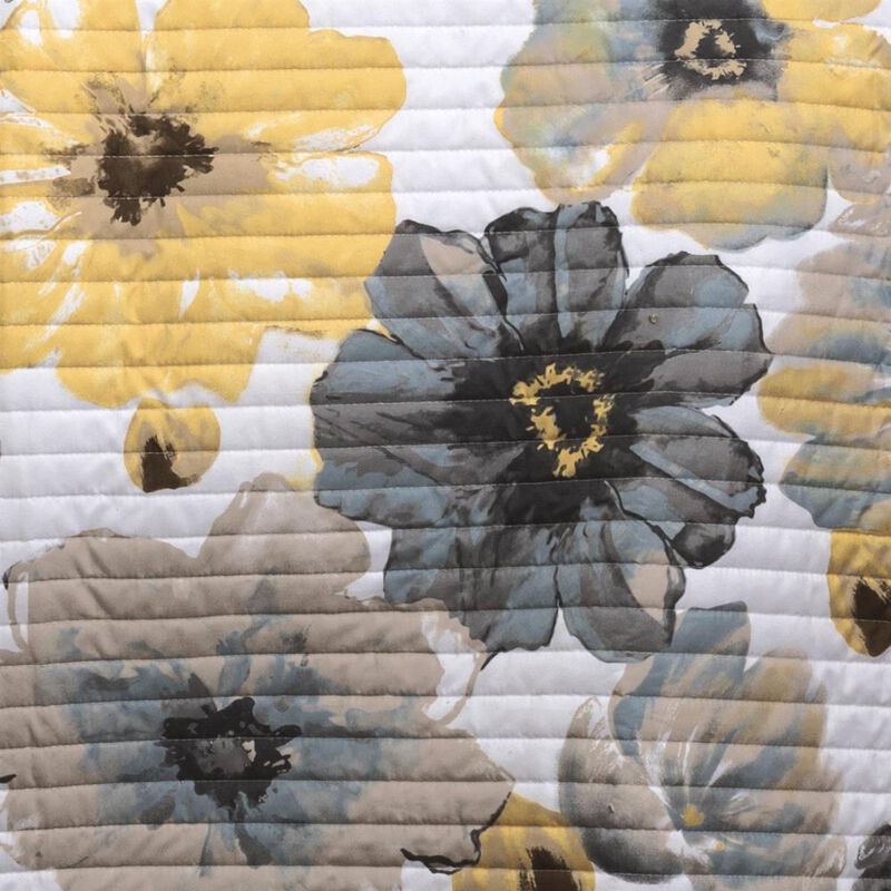 Hivvago White Yellow Grey Flowers Lightweight Polyester Microfiber Quilt Set