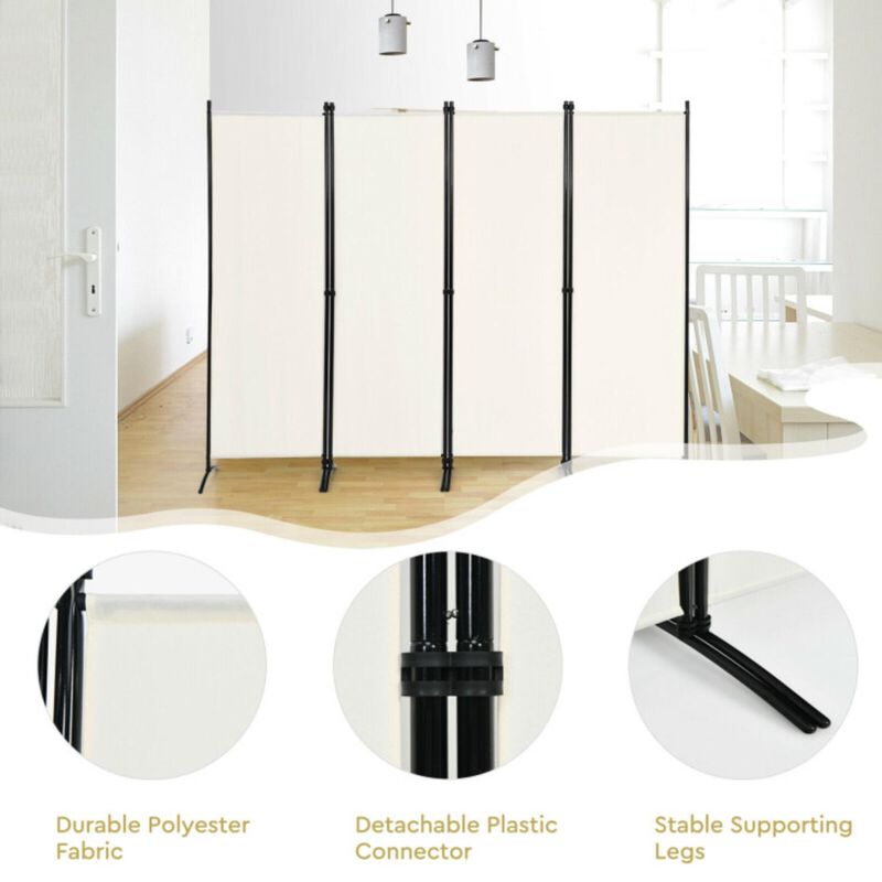 Hivvago 4-Panel  Room Divider with Steel Frame