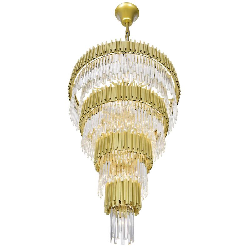 Deco 34 Light Down Chandelier With Medallion Gold Finish
