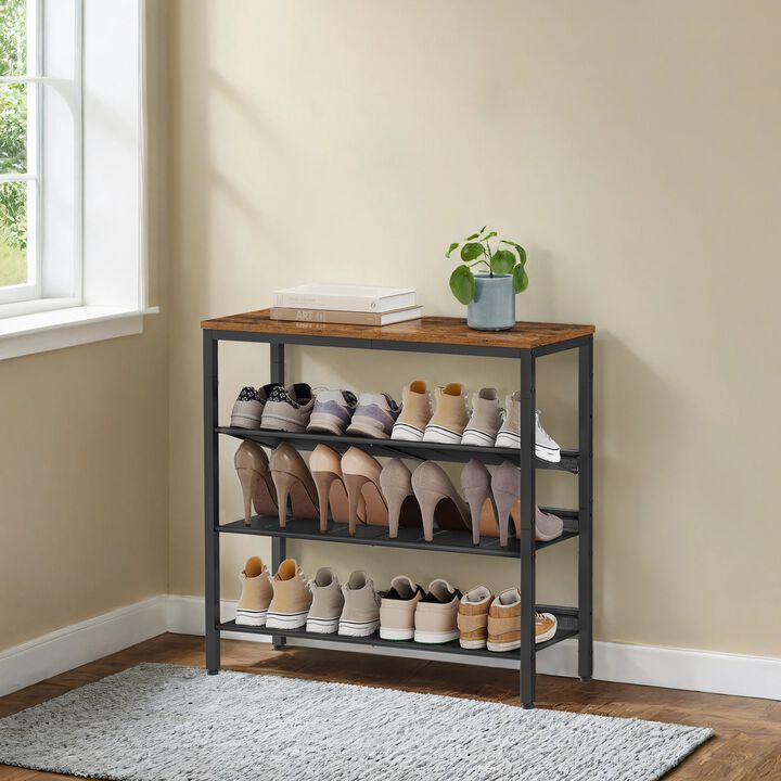 4 Tier Adjustable Mesh Shoe Storage Rack Space Saving Organizer