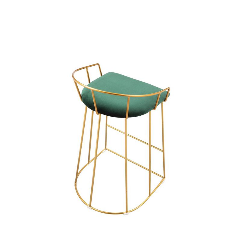 Pangea Home Jillian Gold Counter Stool Green Velvet