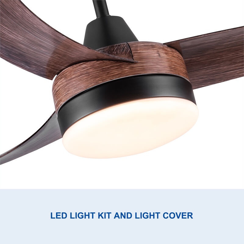 42 Inch Ceiling Fan with LED Light & Remote, Rustic Brown Wood Grain ABS Blades, 6-Speed image number 7
