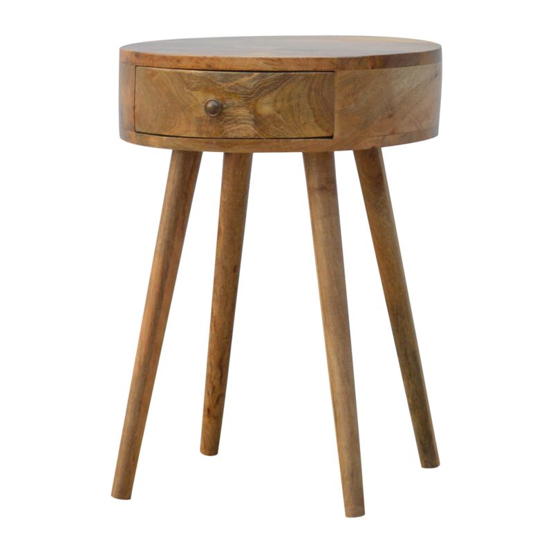 Artisan Furniture Solid Wood Nordic Circular Shaped nightstand
