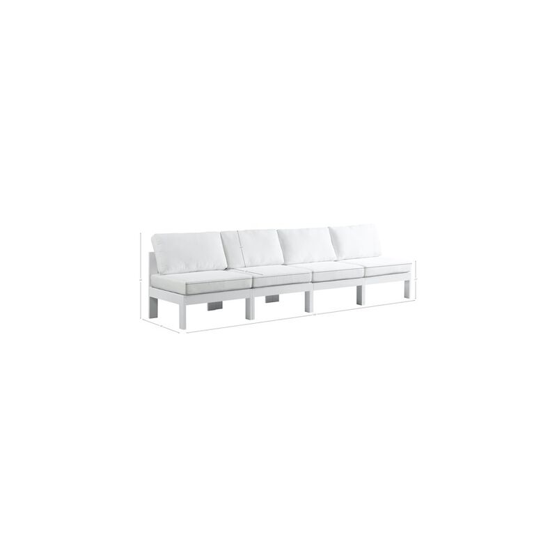 Meridian Furniture Nizuc White Water Resistant Fabric Outdoor Patio Modular Sofa