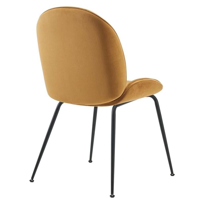 Modway EEI-4635-COG Scoop Black Powder Coated Steel Leg Performance Velvet Dining Chairs - Set of 2, Cognac image number 5