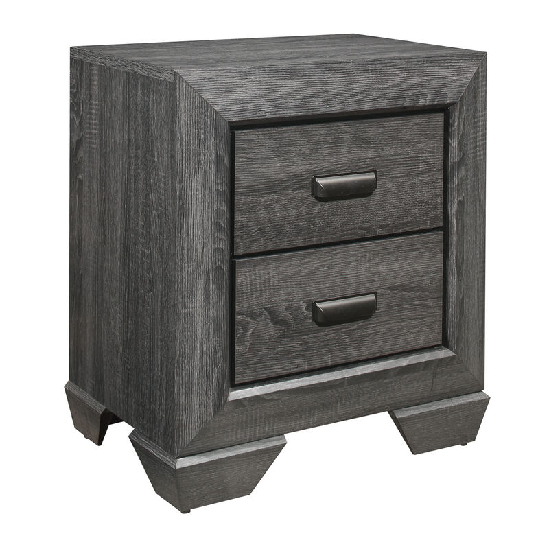 Gray Finish 1pc Nightstand of 2x Drawers Wooden Bedroom Furniture Contemporary Design Rustic Aesthetic image number 4