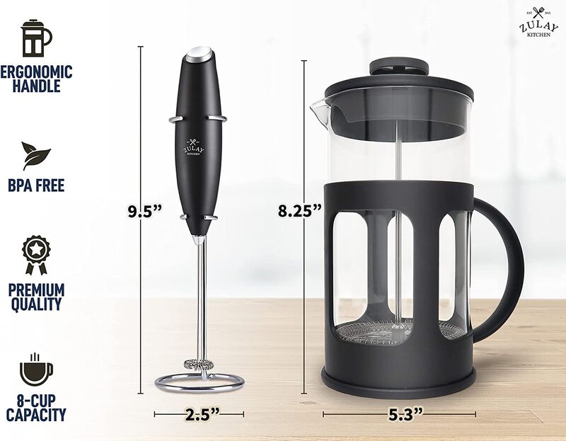 Premium French Press Coffee Pot and Milk Frother Set image number 7