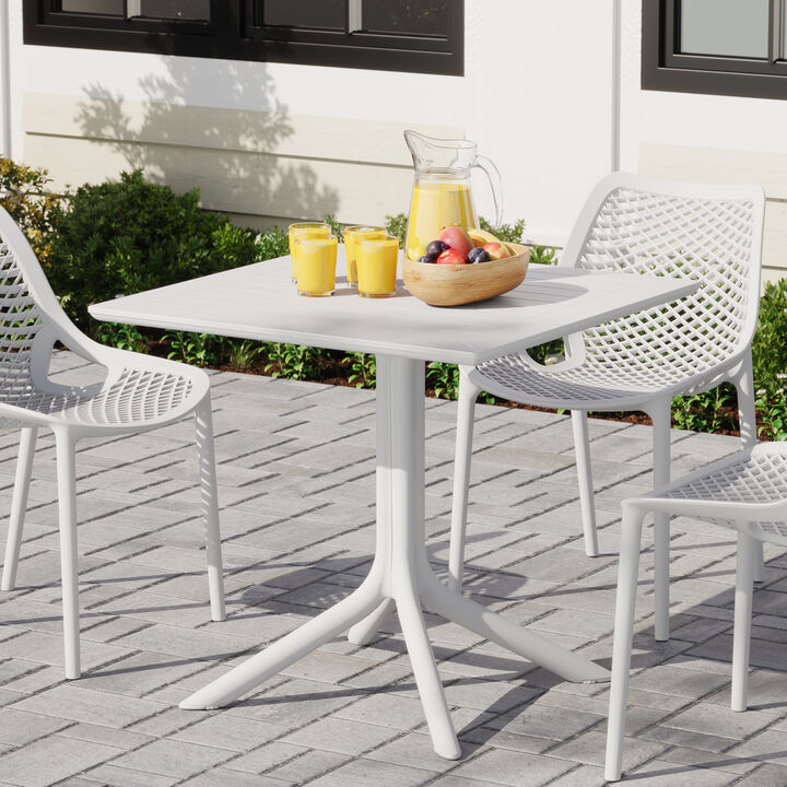 WestinTrends 31.5" Square Outdoor Plastic Resin Patio Dining Table for 4