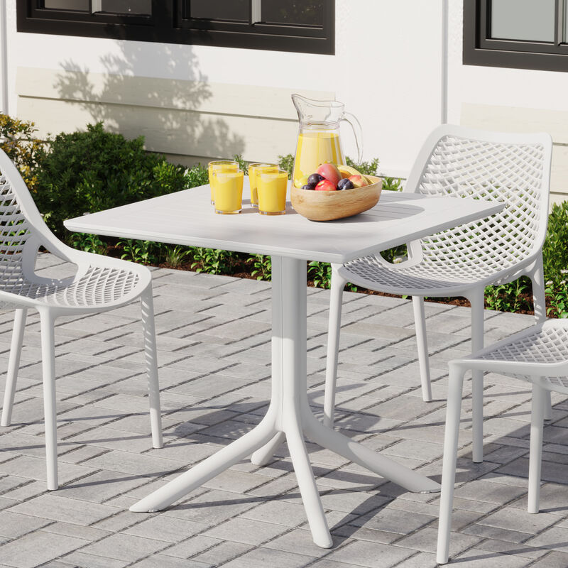 WestinTrends 31.5" Square Outdoor Plastic Resin Patio Dining Table for 4 image number 1