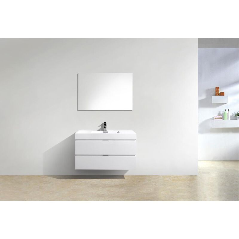 Kubebath Bliss 40 High Gloss White Wall Mount Modern Bathroom Vanity