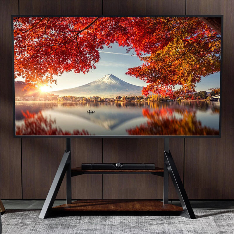 Floor TV Stand with 2-Tiers MDF Shelves Adjustable Height for 65-100 inch TVs image number 3