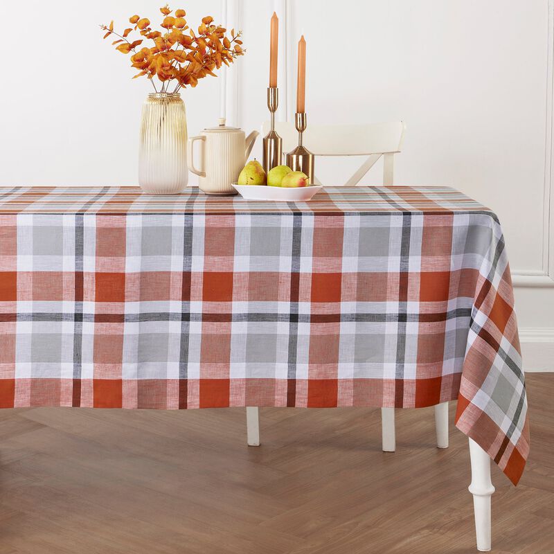 Solino Home 100% Pure Linen Tablecloth - Fall Buffalo Check