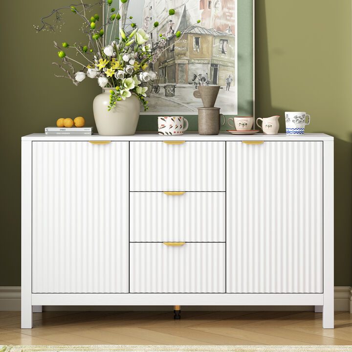 Merax U_STYLE Sideboard with Wave Design - 3 Adjustable Shelves