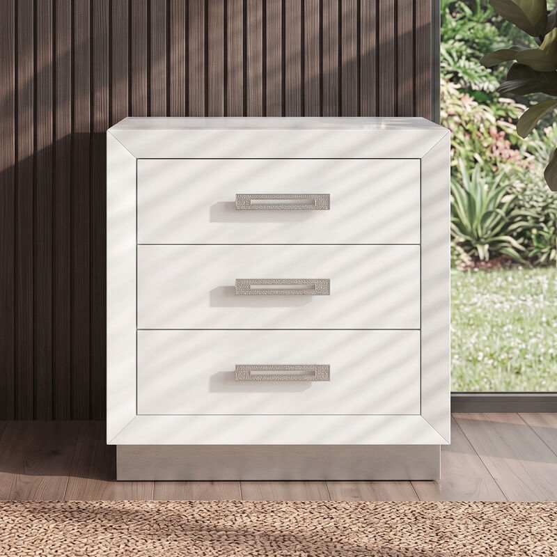 Modern 3-Drawer Nightstand with Crystal Diamond Hardware image number 1