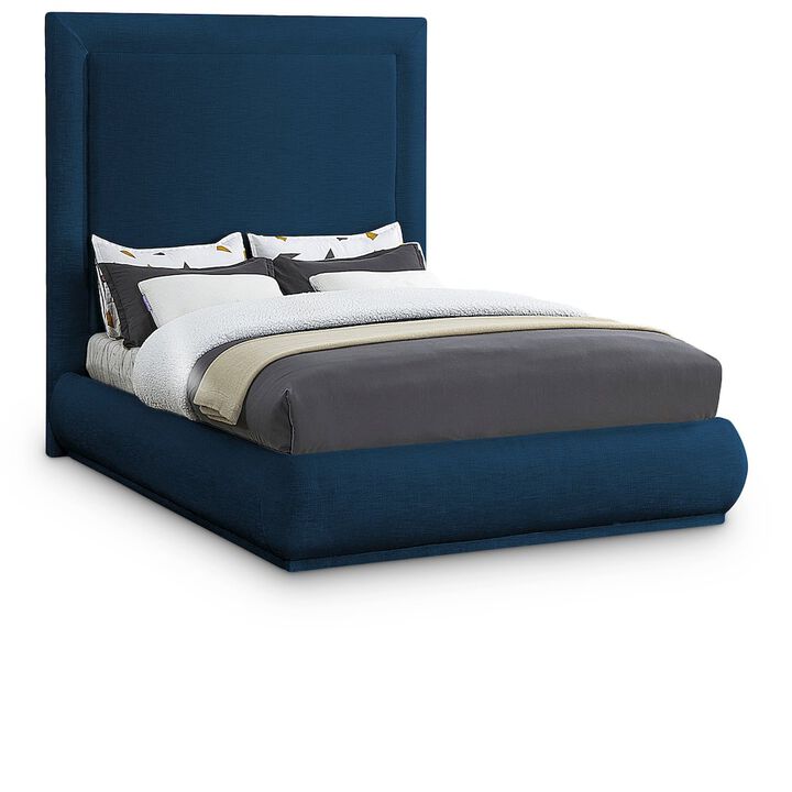Meridian Furniture Brooke Navy Linen Textured Fabric Queen Bed
