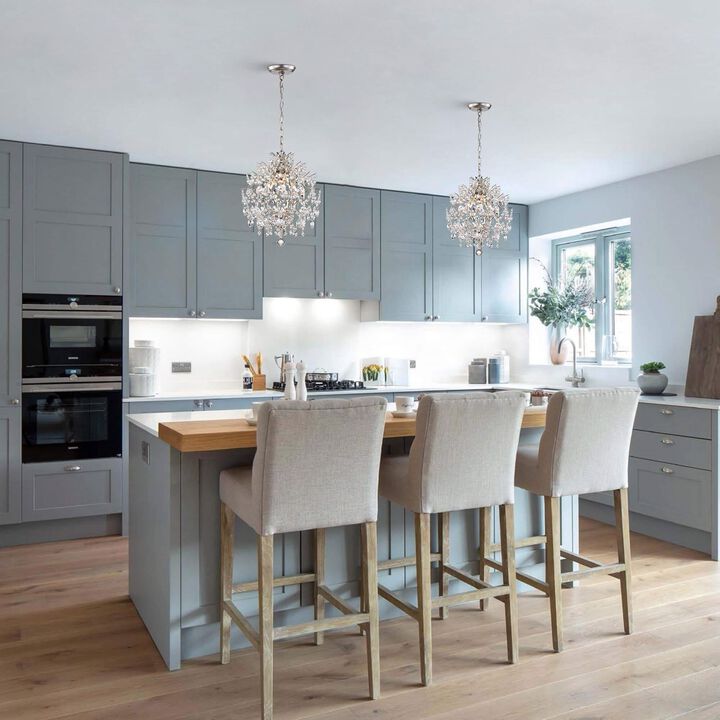 Alice Indoor 3-light Brushed Champagne Silver Crystal Chandelier